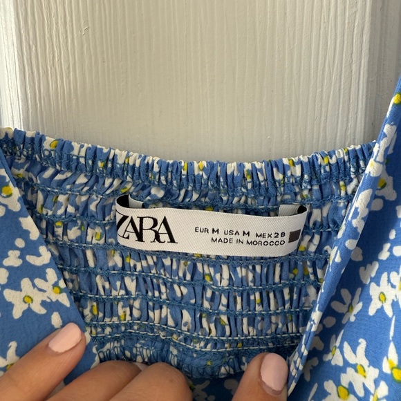 Zara Blue and White Floral Mini Dress - Picture 2 of 5